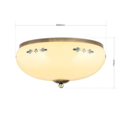 Plafonnier LANDHAUS 3xE27/60W/230V Ø 35 cm bronze/beige/bleu