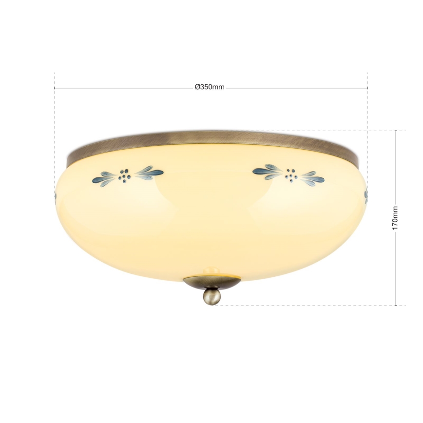 Plafonnier LANDHAUS 3xE27/60W/230V Ø 35 cm bronze/beige/bleu