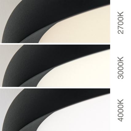 Plafonnier LED KANT, 30 W, 230 V, 2700/3000/4000 K, Ø 40 cm, noir
