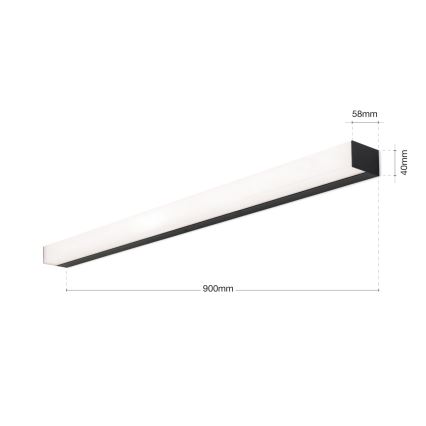 Éclairage de miroir salle de bain HORIZON LED/18W/230V 3000/4000K 90 cm IP44 noir