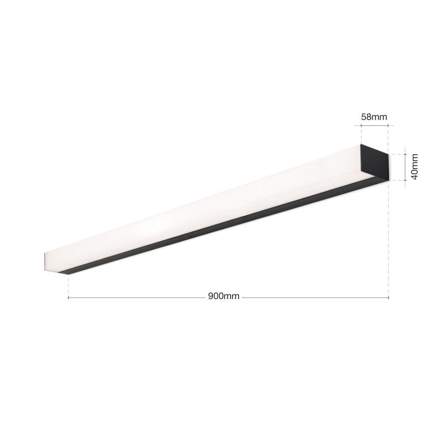 Éclairage de miroir salle de bain HORIZON LED/18W/230V 3000/4000K 90 cm IP44 noir