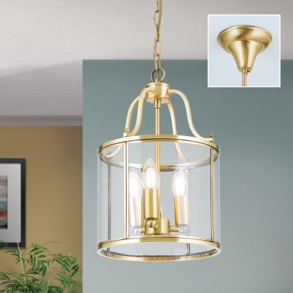 Lustre sur chaîne BRUNO 3xE14/40W/230V Ø 25 cm doré