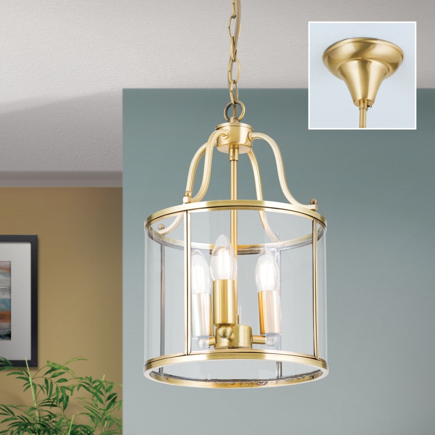 Lustre sur chaîne BRUNO 3xE14/40W/230V Ø 25 cm doré