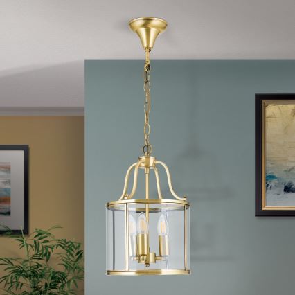 Lustre sur chaîne BRUNO 3xE14/40W/230V Ø 25 cm doré