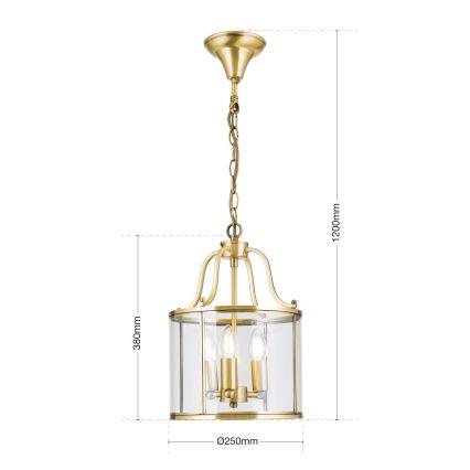 Lustre sur chaîne BRUNO 3xE14/40W/230V Ø 25 cm doré