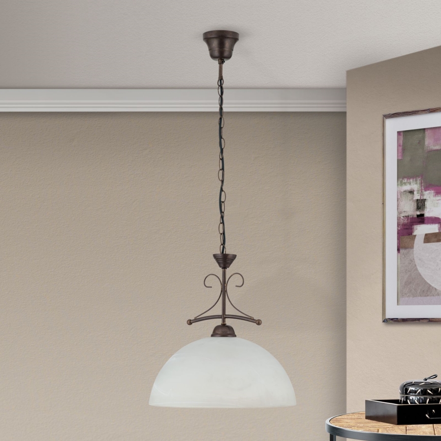 Suspension à chaîne RULA 1xE27/40W/230V Ø 35 cm blanc/bronze