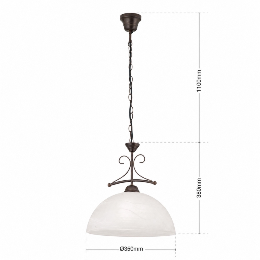 Suspension à chaîne RULA 1xE27/40W/230V Ø 35 cm blanc/bronze