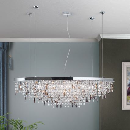 Suspension filaire en cristal CRYSTALRIVER 21xG9/40W/230V chrome brillant