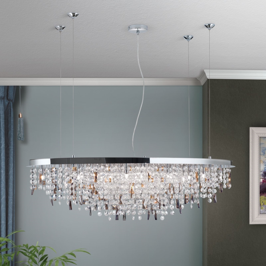 Suspension filaire en cristal CRYSTALRIVER 21xG9/40W/230V chrome brillant