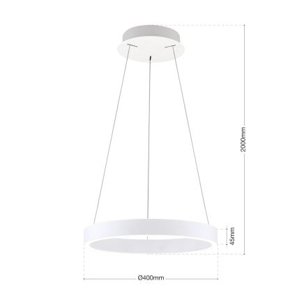 Suspension LED dimmable sur câble KOLK LED/40W/230V 2700/3000/4000K Ø 40 cm blanche