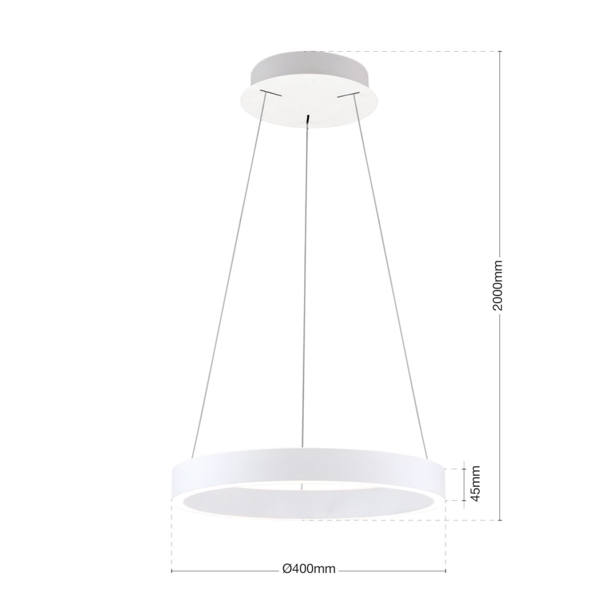 Suspension LED dimmable sur câble KOLK LED/40W/230V 2700/3000/4000K Ø 40 cm blanche