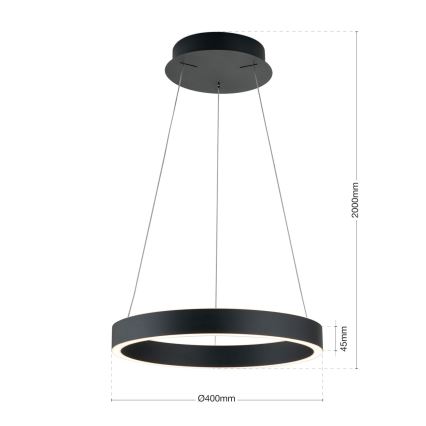 Suspension LED dimmable sur câble KOLK LED/40W/230V 2700/3000/4000K Ø 40 cm noire