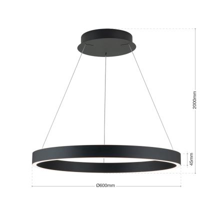 Orion - Suspension LED dimmable sur câble KOLK LED/60W/230V 2700/3000/4000K Ø 60 cm noir