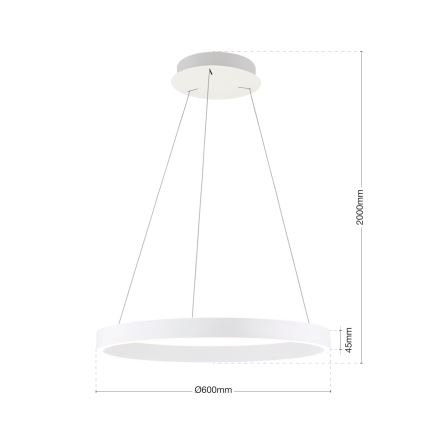 Suspension LED dimmable sur câble KOLK LED/60W/230V 2700/3000/4000K Ø 60 cm blanche