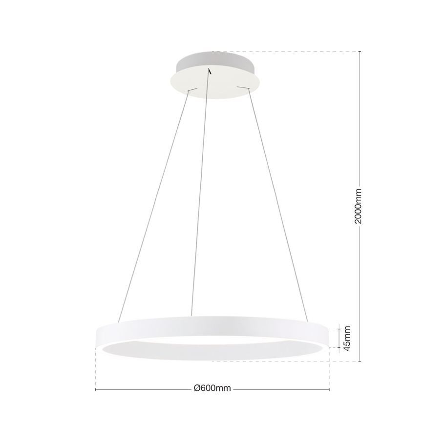 Suspension LED dimmable sur câble KOLK LED/60W/230V 2700/3000/4000K Ø 60 cm blanche