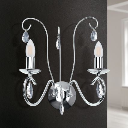 Applique murale en cristal ALESSIA 2xE14/40W/230V chrome brillant