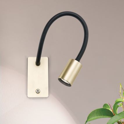 Petite applique murale flexible KURT LED/5W/230V doré