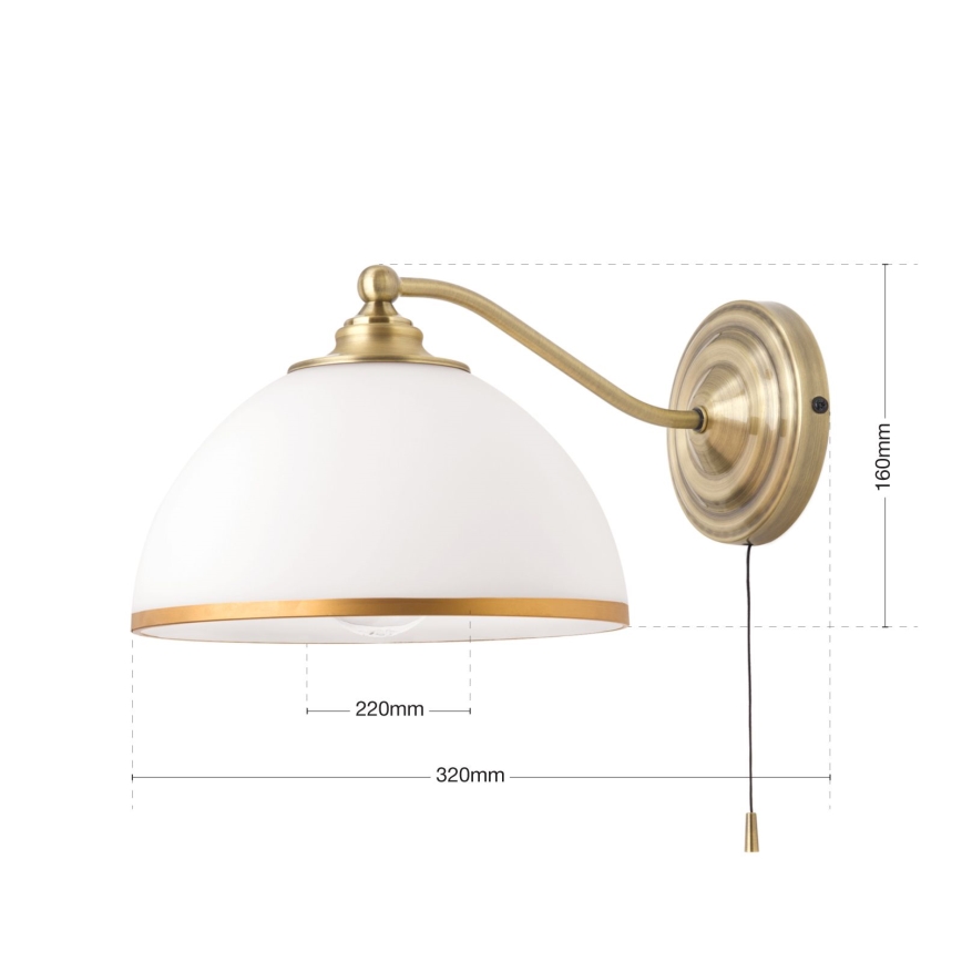 Applique murale OLD LAMP 1xE27/40W/230V blanc/laiton