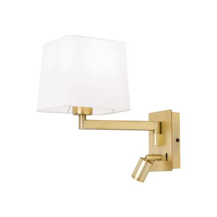Lampe murale CARLTON 1xE27/40W/230V + LED/3W blanc/doré
