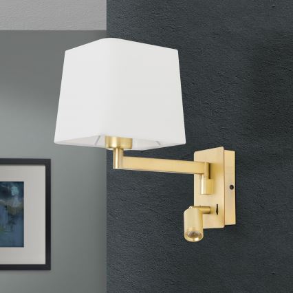 Lampe murale CARLTON 1xE27/40W/230V + LED/3W blanc/doré