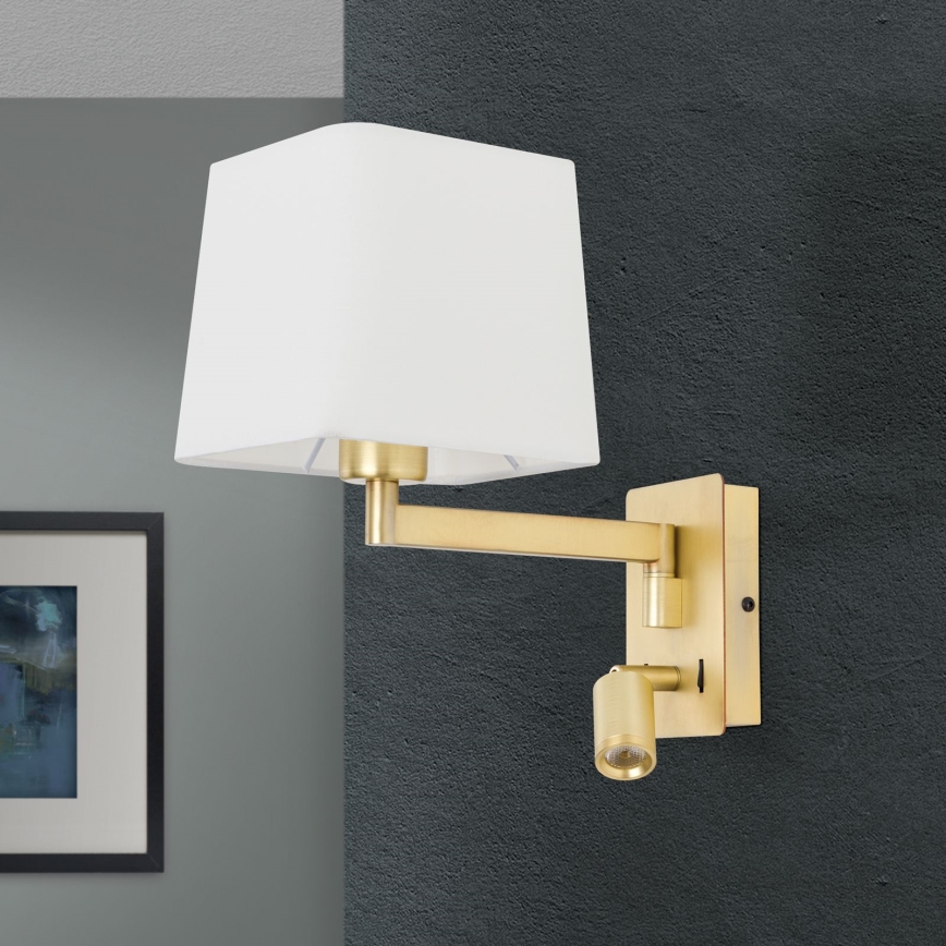 Lampe murale CARLTON 1xE27/40W/230V + LED/3W blanc/doré