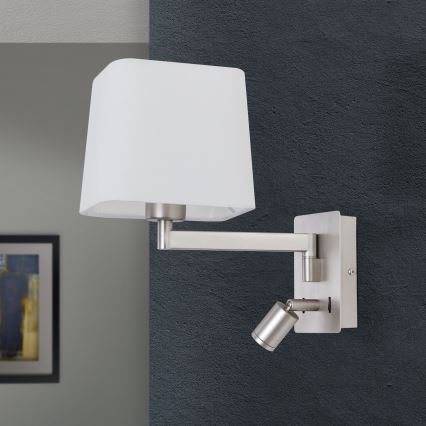Lampe murale LED CARLTON 1xE27/40W/230V + LED/3W blanc/chrome mat