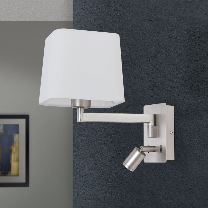 Lampe murale LED CARLTON 1xE27/40W/230V + LED/3W blanc/chrome mat