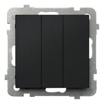 Ospel - Interrupteur triple sans cadre n° 1+1+1 SONATA noir