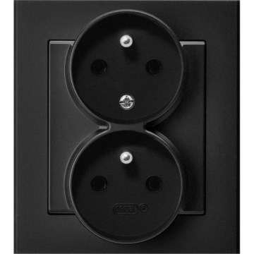 Ospel - Prise double encastrée avec cadre 230 V SONATA noire