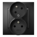 Ospel - Prise double murale avec cadre 230 V ARIA, noire