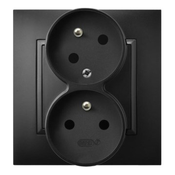 Ospel - Prise double murale avec cadre 230 V ARIA, noire