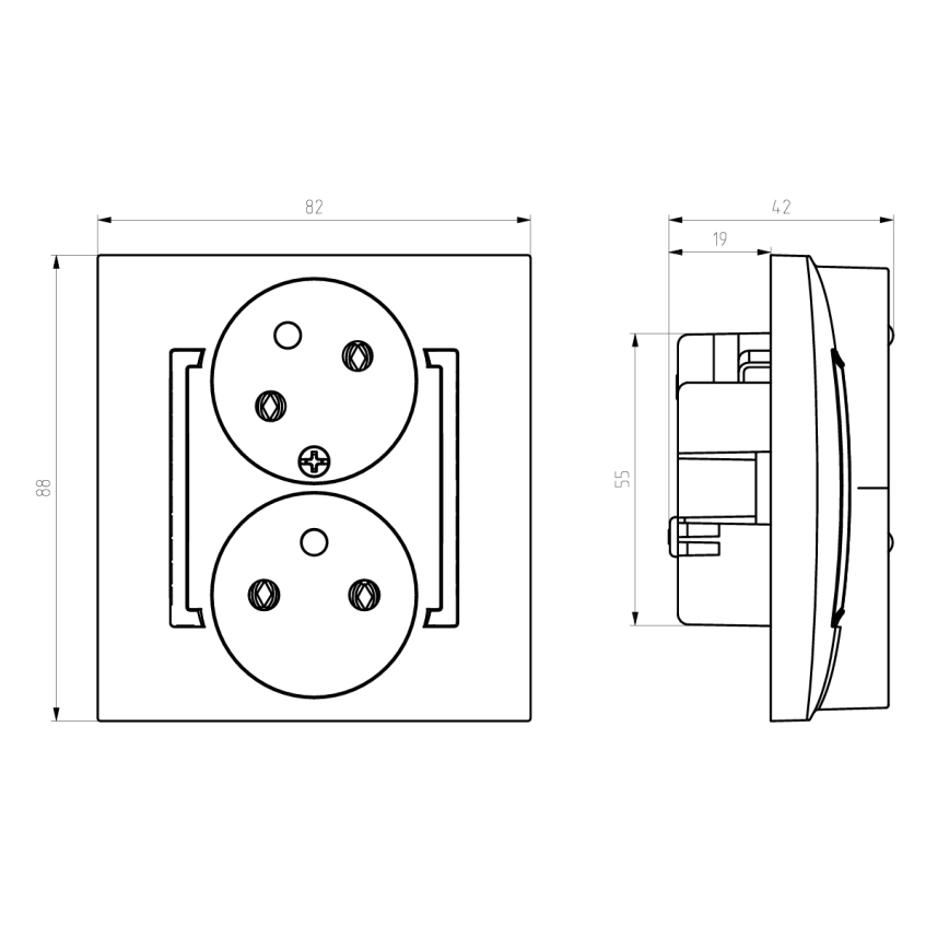 Ospel - Prise double murale avec cadre 230 V ARIA, noire