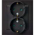 Ospel - Prise double murale avec cadre Schuko 230 V SONATA, noire