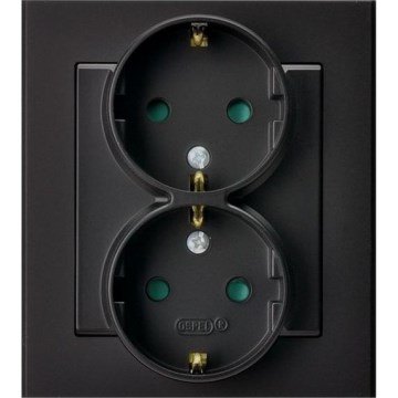 Ospel - Prise double murale avec cadre Schuko 230 V SONATA, noire