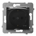 Ospel - Prise extérieure domestique sans cadre Schuko 230 V ARIA IP44 noire
