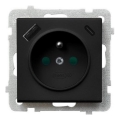 Ospel - Prise murale domestique sans cadre 230 V + 1x USB-A + 1x USB-C SONATA noire