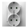 Ospel - Prise murale double Schuko 230 V ARIA blanche avec enjoliveur