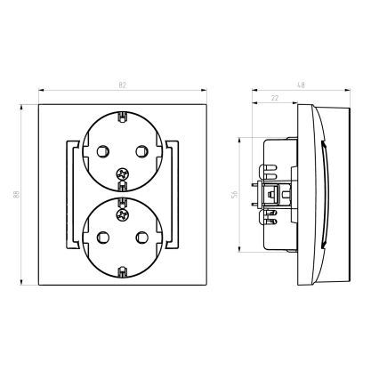 Ospel - Prise murale double Schuko 230 V ARIA blanche avec enjoliveur