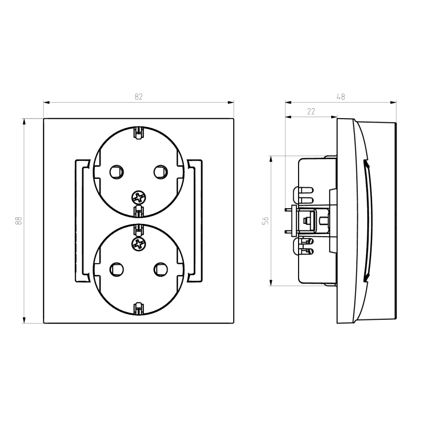 Ospel - Prise murale double Schuko 230 V ARIA blanche avec enjoliveur