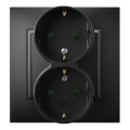 Ospel - Prise murale double Schuko 230 V avec cadre ARIA noire