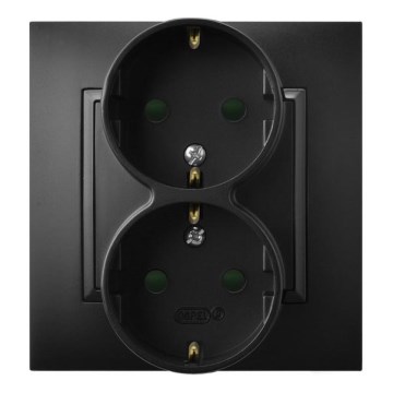 Ospel - Prise murale double Schuko 230 V avec cadre ARIA noire