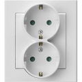 Ospel - Prise murale double Schuko 230 V SONATA blanche avec cadre
