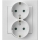 Ospel - Prise murale double Schuko 230 V SONATA blanche avec cadre