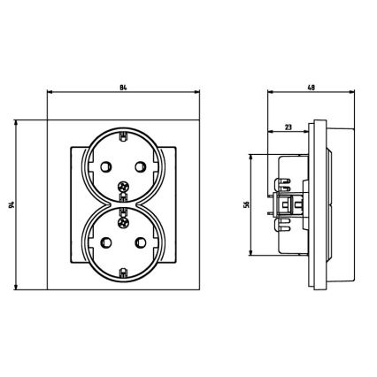 Ospel - Prise murale double Schuko 230 V SONATA blanche avec cadre