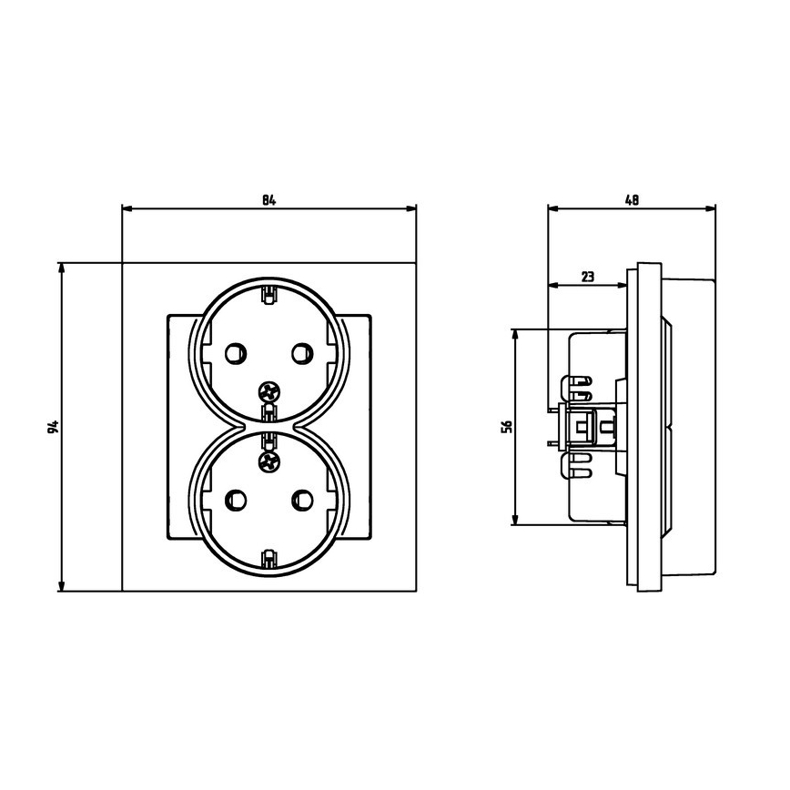 Ospel - Prise murale double Schuko 230 V SONATA blanche avec cadre