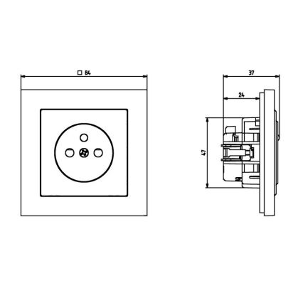 Ospel - Prise murale SONATA 230 V sans cadre, noire