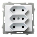 Ospel - Prise murale triple sans cadre EURO 230 V SONATA blanche