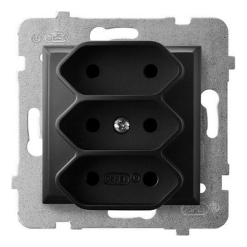 Ospel - Prise triple domestique sans cadre EURO 230 V ARIA noire