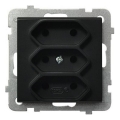 Ospel - Prise triple murale sans cadre EURO 230V SONATA noire