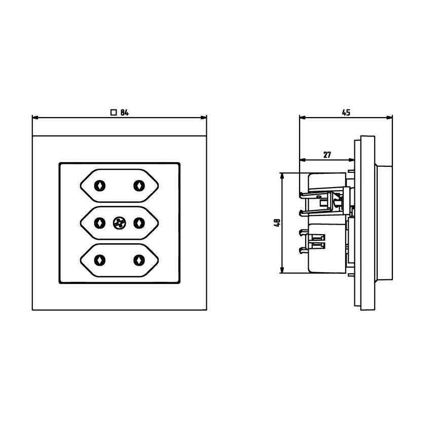 Ospel - Prise triple murale sans cadre EURO 230V SONATA noire